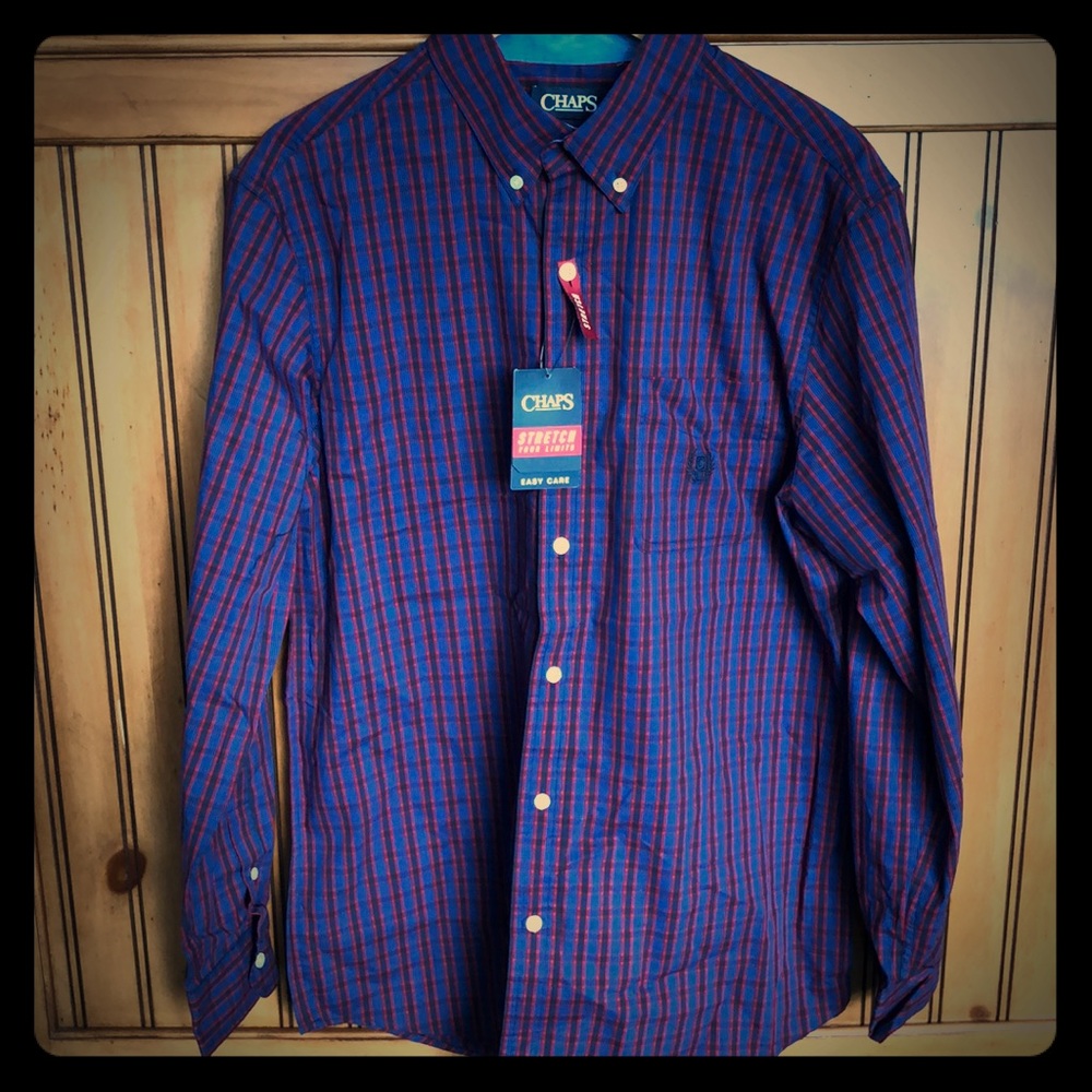 NWT Men’s Chaps Easy Care Stretch Shirt M - Picture 1 of 4
